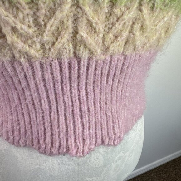 Zara Women's S Sweater Vest Pink Multi Pastel Touch Wool & Alpaca EUC - Picture 4 of 10